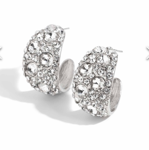 Freethinking Finese White Hoop Earrings Silver FashionFix Item - Picture 2 of 2